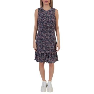 Michael Kors Kleedjes, Dames, Veelkleurig, L, Drape Ruffle Finish Dress