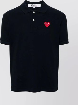 Comme Des Gar&ccedil;ons heart embroidered cotton polo shirt