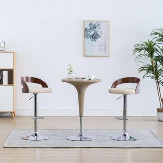 vidaXL Sgabelli da Bar 2 pz Crema in Similpelle e Legno Curvato - Vidaxl