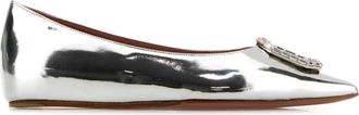 Amina Muaddi Silver Camelia Ballet Flats