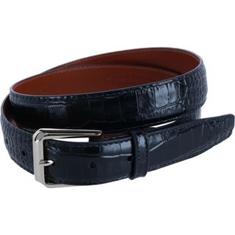 Trafalgar Store 30mm Mock Alligator Embossed Italian Leather Belt in Black at Nordstrom, Size 32