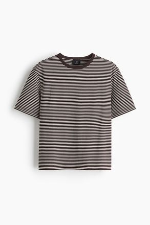 H&M T-Shirt in Regular Fit - Braun/Gestreift