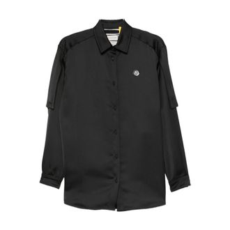 Moncler Dames, Blouses & Shirts, Zwart, Maat: S Satijn