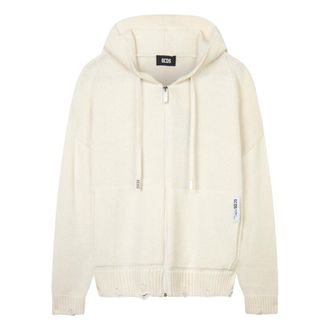 GCDS Felpa con cappuccio a coste - - Knitwear - Donna - Beige - 2XS