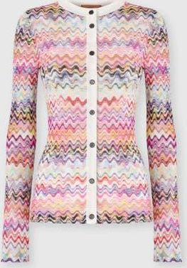 Missoni Slim-fit Crewneck Buttoned Cardigan in Pink & Multicoloured at Nordstrom, Size 44 It