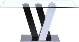 VENTE-UNIQUE.COM Mesa fija cristal templado negro, blanco