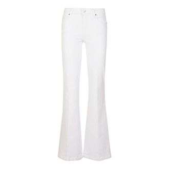 Paige Witte Stretch Katoenen Flared Jeans - Dames - Wijde Broeken - Wit - W28 - Katoen - Broeken