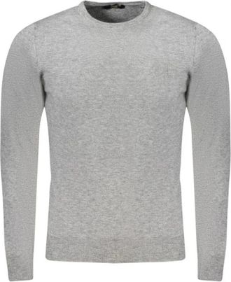 Cavalli Trui met ronde hals en borduursel - Heren - Ronde hals truien - Grijs - 2XL - Polyester - Truien & Vesten