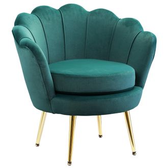 HOMCOM Poltroncina Da Camera In Velluto Verde Poltrona Vintage Di Design - Homcom