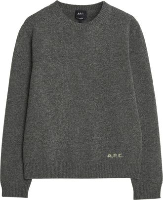 A.P.C. Pull Edmond Textured Logo Crewneck Sweater