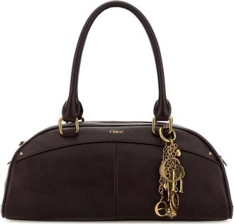Chlo&eacute; Plum Leather Bowling Handbag
