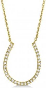 Allurez Pave Set Lab Grown Diamond Horseshoe Pendant Necklace 14k Yellow Gold 0.25ct