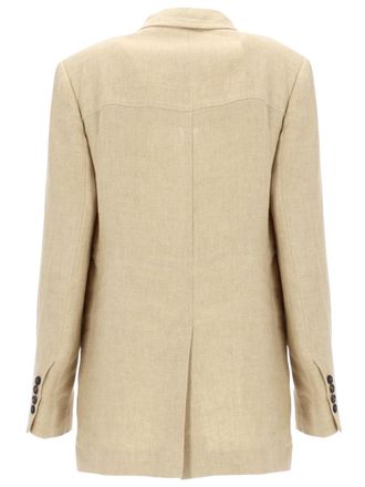 Max Mara Drawstring Washed Linen Jacket - Beige