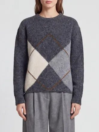 Semicouture Keira Argyle Crewneck Jumper in Wool and Alpaca Blend