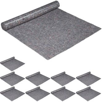 Relaxdays 10 X Fieltros Protectores, Manta Mudanza, Moqueta Pintor, 180g/m&sup2; 1x25m = 25m&sup2;, Antideslizante, Repelente Agua, Gris