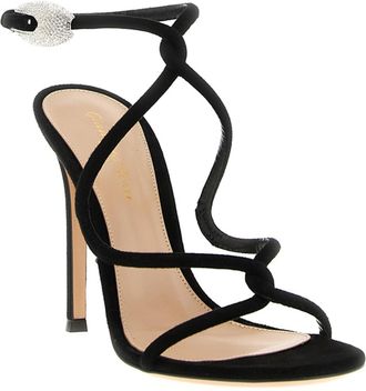 Gianvito Rossi Womens Black Suede Leather Stiletto Heel Sandals