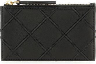 Tory Burch Fleming Card Holder - Dames - Portefeuilles - Zwart - ONE Size - Leer - Accessoires
