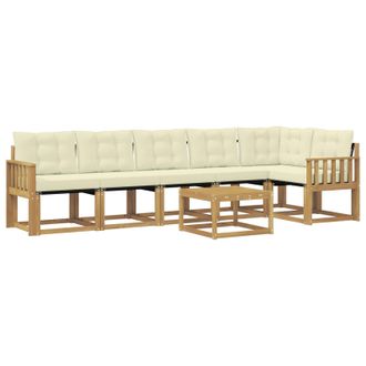 vidaXL Conjunto De Sof&aacute;s De Exterior Con Coj&iacute;n 7 Pcs Blanco Y Crema Vidaxl