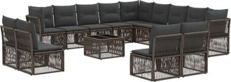 vidaXL Conjunto De Sof&aacute;s De Jard&iacute;n 14 Uds. Gris Rat&aacute;n Sint&eacute;tico Vidaxl