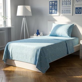 KASANOVA Completo letto singolo fiorellini azzurro