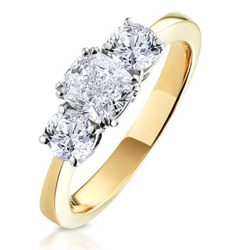 The Diamond Store 3 Stone Meghan Lab Diamond Engagement Ring 1.7ct F/vs1 In 18k Gold