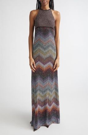 Missoni Greek Zigzag Sequin Lam&eacute; Dress in Multi Dark at Nordstrom, Size 12 Us