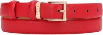 Kazar Smal Leren Riem met Textuur - Dames - Riemen - Rood - 80 CM - Leer - Accessoires