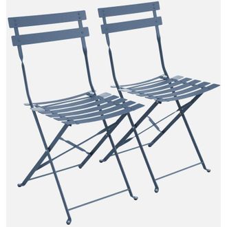 Sweeek Set di 2 sedie da giardino pieghevole in metallo