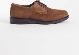 Mango Scarpe brogue stringate marroni in vero camoscio-Marrone