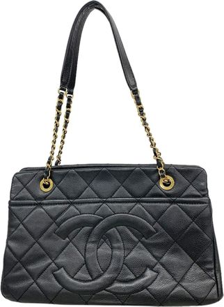 Chanel Black Grained Calfskin Tote Bag (Pre-Owned)