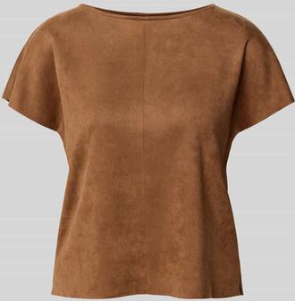 Betty Barclay T-Shirt in Leder-Optik mit Rundhalsausschnitt in Cognac, Größe 44