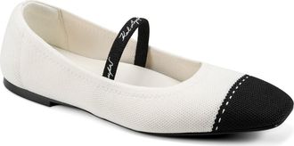 Karl Lagerfeld Zailey Cap Toe Mary Jane Flat in Cream/Black at Nordstrom Rack, Size 8.5