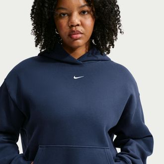 Nike Womens Studio Fleece Medium Weight Oversized Pullover Hoodie (Plus Size) in Blue | IW4769-410