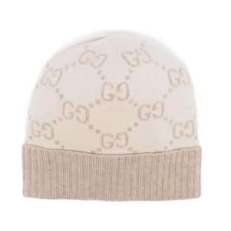Gucci Nuancie G Monogram Kasjmier Beanie - unisex - Accessoires - Beige - Maat: S Kasjmier