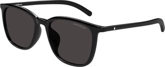 Montblanc MB0487SA Asian Fit 001 Mens Sunglasses Black Size 56