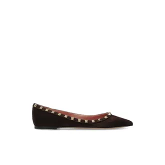 Valentino Garavani Suede Ballerinas with Studs - female - Valentino Garavani - Ballerina Shoes - Brown - 4 1/2 UK - Shoes