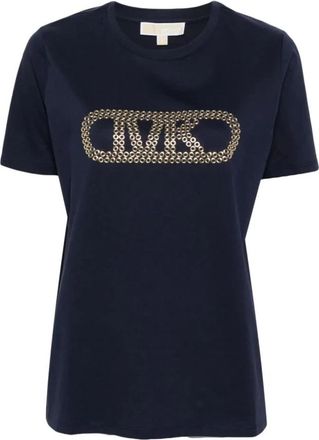 Michael Kors Midnight Blue Grommet Empire Classic T-shirt - Dames - T-shirts - Blauw - S - Tops