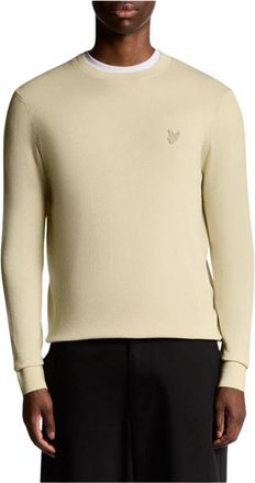 Lyle & Scott Rondhals katoenen sweatshirt - Heren - Ronde hals truien - Beige - S - Katoen - Truien & Vesten
