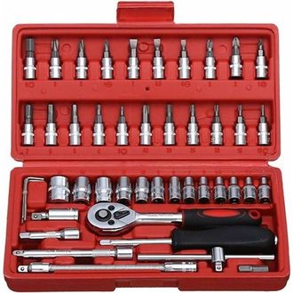 OEM Juego De 46 Piezas De Llaves De Vaso Con Carraca Reversible, Apto Para La Reparaci&oacute;n De Autom&oacute;viles Y Herramientas Dom&eacute;sticas, Que Incluye Llaves De V