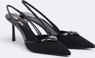 Prada Leather-trimmed slingback pumps