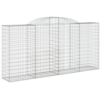 Berkfield Home Decorative Arched Gabion Baskets 2 pcs 300x50x140/160 cm Galvanis in Silver