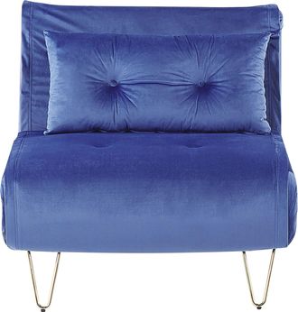 Beliani Beliani - Sof&aacute; Cama De Terciopelo Azul Marino Dorado 1 Plaza Sin Reposabrazos Coj&iacute;n Vestfold