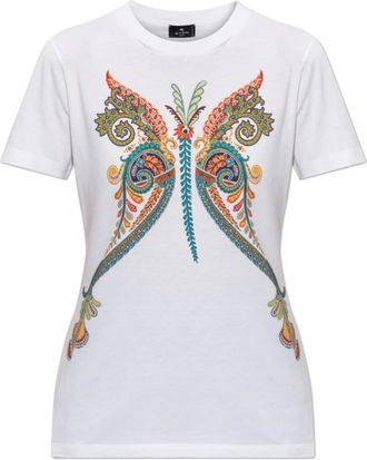 Etro Bedruikt T-shirt - Dames - T-shirts - Wit - L - Katoen - Tops