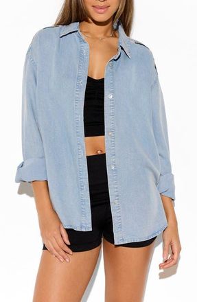 Spiritual Gangster Solstice Chambray Button-Up Shirt in Sunbleached Chambray at Nordstrom, Size X-Large