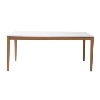 Miliboo Mesa De Comedor Dise&ntilde;o Extensible Blanca Patas Madera L180-260 Delah