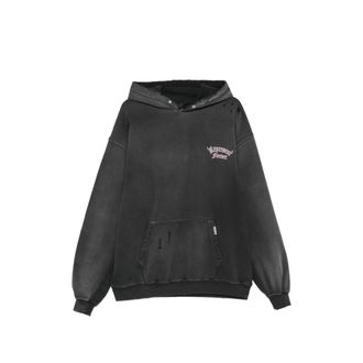 Represent Duality Distressed Graphic-print Cotton Hoodie