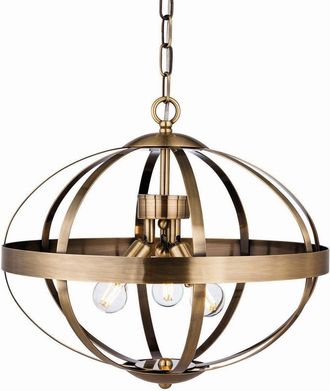 Netlighting Healey 3 Light Cage Ceiling Pendant Antique Brass E14