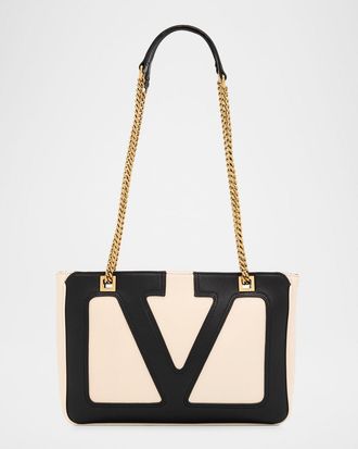 Valentino Garavani Viva Superstar Two-Tone VLOGO Leather Shoulder Bag