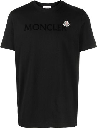 Moncler Flocked Cotton Logo T-Shirt - Mens - Cotton
