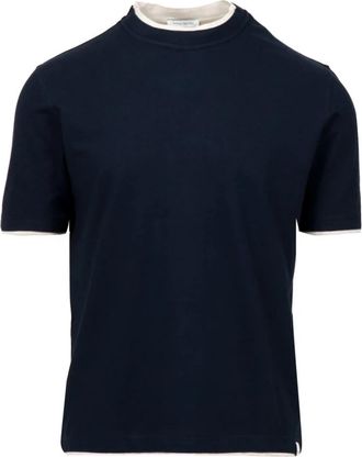 Paolo Pecora Blauwe Katoenen T-shirts en Polos - Heren - T-shirts - Blauw - XL - Katoen - Tops